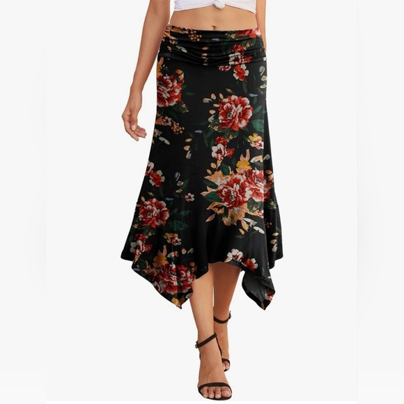 Floral handkerchief Midi Skirt Size Med - Picture 2 of 2